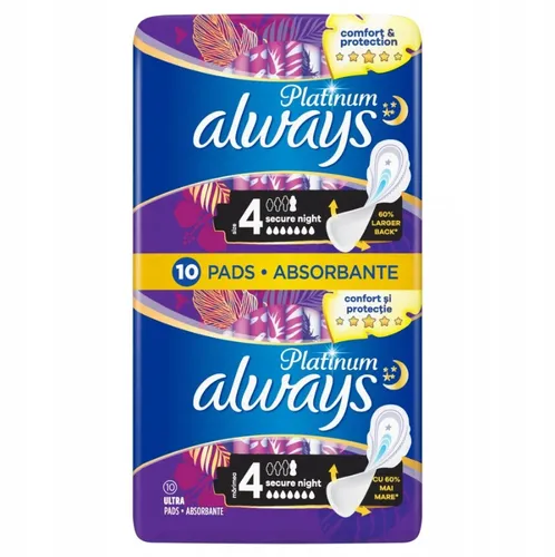 Always Platinum Ultra Secure Night, Podpaski ze skrzydełkami rozmiar 4
