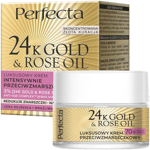 Perfecta 24K Gold & Rose Oil, Luksusowy krem intensywnie przeciwzmarszczkowy 70+
