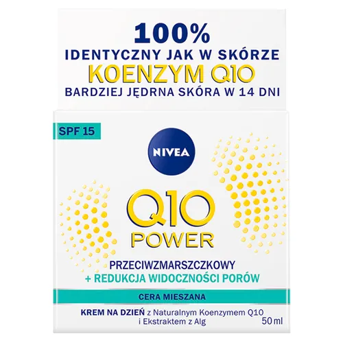 Nivea Q10 Power, Przeciwzmarszczkowy krem na dzień + redukcja widoczności porów  cera mieszana SPF15