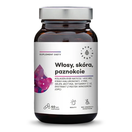 Aura Herbals Kolagen Rybi Naticol, Suplement diety włosy skóra paznokcie