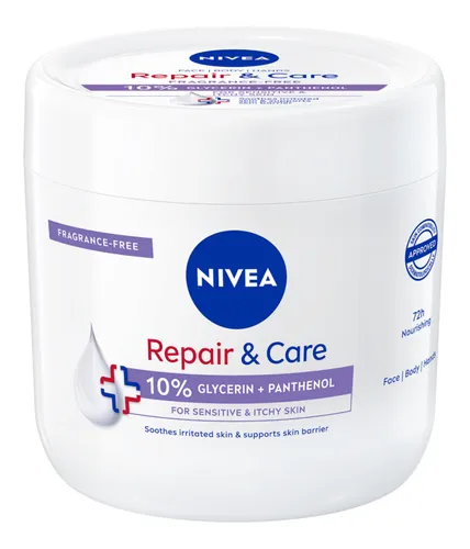 Nivea Repair & Care, 10% Glycerin + Panthenol Cream (Multifunkcyjny krem nawilżająco-ochronny dla skóry suchej i wrażliwej)