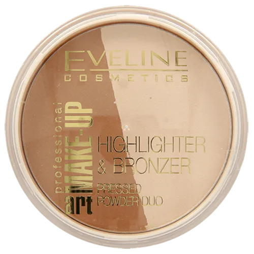 Eveline Cosmetics Art Professional Make - up, Highlighter & Bronzer Pressed Powder Duo (Rozświetlacz i puder brązujący)