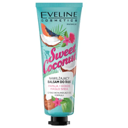 Eveline Cosmetics Sweet Coconut, Nawilżający balsam do rąk `Papaja, kokos, masło shea`