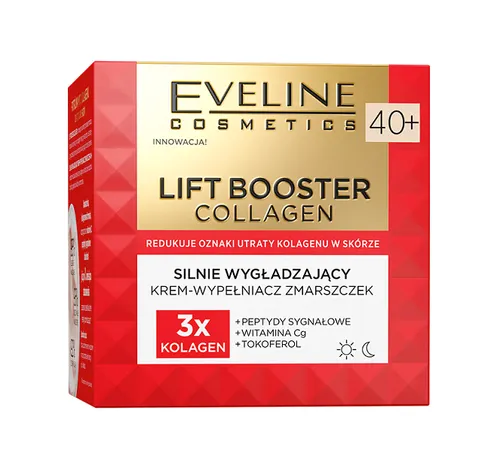 Eveline Cosmetics Lift Booster Collagen, Silnie wygładzający krem-wypełniacz zmarszczek 40+