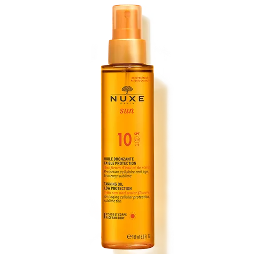 Nuxe Sun, Huile Bronzante Visage et Corps SPF 10 (Brązujący olejek do opalania, do twarzy i ciała SPF 10)