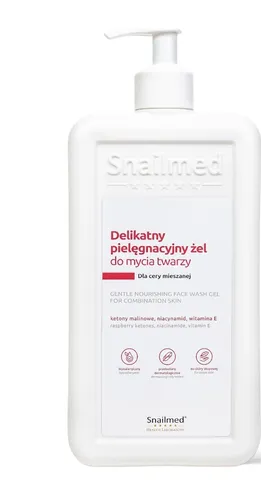 Snailmed Ketony malinowe, niacynamid i witamina E, Dermokosmetyczny delikatny pielęgnacyjny żel do mycia twarzy dla cery mieszanej