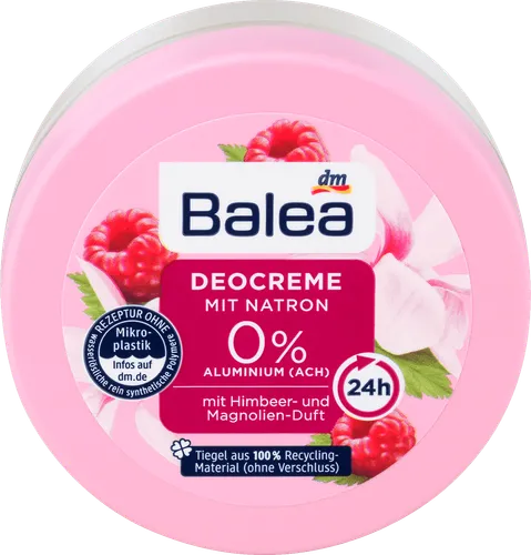 Balea Deocreme mit Natron mit Himbeer ind Magnolien-Duft (Dezodorant w kremie o zapachu maliny i magnolii)