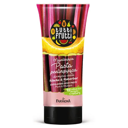 Tutti Frutti Nawilżająca pasta peelingująca do mycia ciała `Śliwka & rabarbar`
