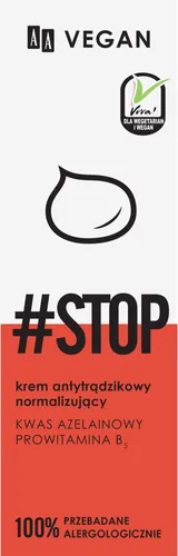 AA Vegan, #Stop, Krem antytrądzikowy normalizujący