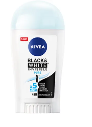 Nivea Black & White Invisible Pure, Antiperspirant Stick  5 in 1 (Antyperspirant w sztyfcie)