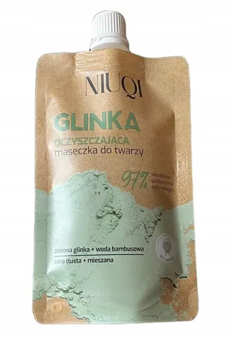 Niuqi Glinka, Oczyszczająca maseczka do twarzy `Zielona glinka + woda bambusowa`