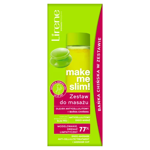 Lirene Dermoprogram Make Me Slim!, Zestaw do masażu (olejek antycellulitowy + bańka chińska)