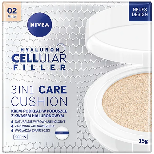 Nivea Hyaluron Cellular Filler, 3 in 1 Care Cushion (Krem-podkład w poduszce z kwasem hialuronowym) - 3
