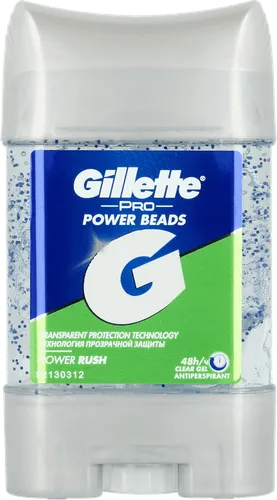 Gillette Pro, Power Rush Power Beads Clear Gel Antiperspirant 48h (Antyperspirant w żelu dla mężczyzn)