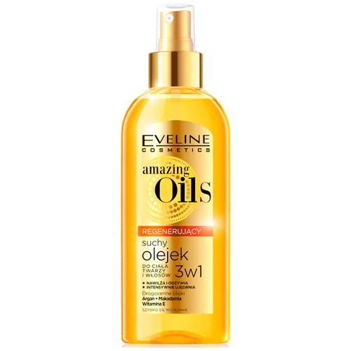 Eveline Cosmetics Amazing Oils, Regenerujący suchy olejek 3w1 do ciała, twarzy, włosów