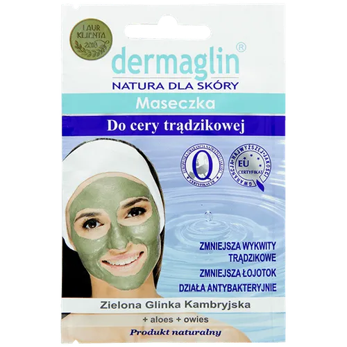 Dermaglin Maseczka do cery trądzikowej z zieloną glinką kambryjską, aloesem i owsem - 1