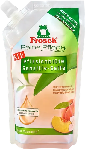 Frosch Reine Pflege Pfirsichblüte Sensitiv-Seife (Mydło w płynie do skóry wrażliwej `Kwiat brzoskwini`)