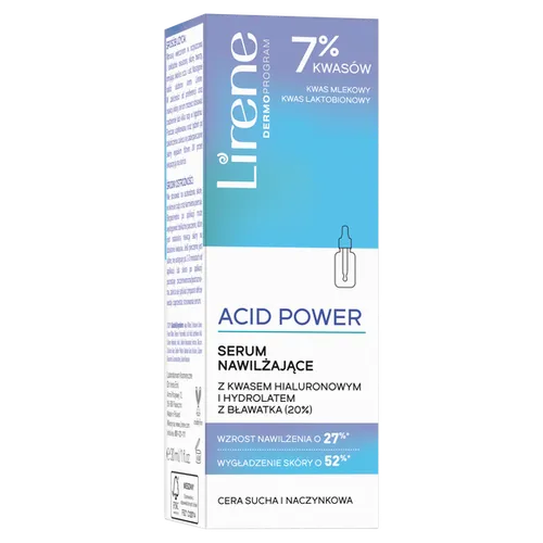 Lirene Dermoprogram Acid Power, Serum nawilżające z kwasem hialuronowym i hydrolatem z bławatka (20%) - 2