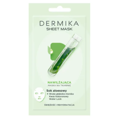 Dermika Sheet Mask, Nawilżająca maska na tkaninie `Sok aloesowy`