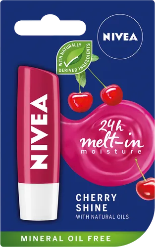 Nivea Cherry Shine, 24h Melt-in Moisture (Pomadka ochronna wiśniowa) - 1