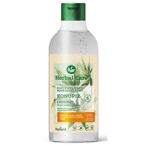 Herbal Care Rozświetlający płyn micelarny `Konopie z witaminą C`