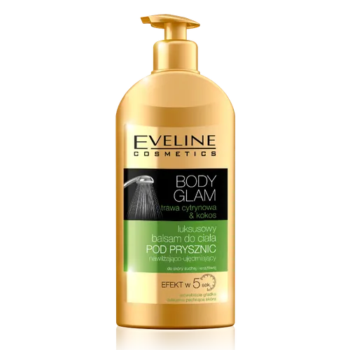 Eveline Cosmetics Body Glam, Luksusowy balsam pod prysznic nawilżająco-ujędrniający  ‘Trawa cytrynowa i kokos’