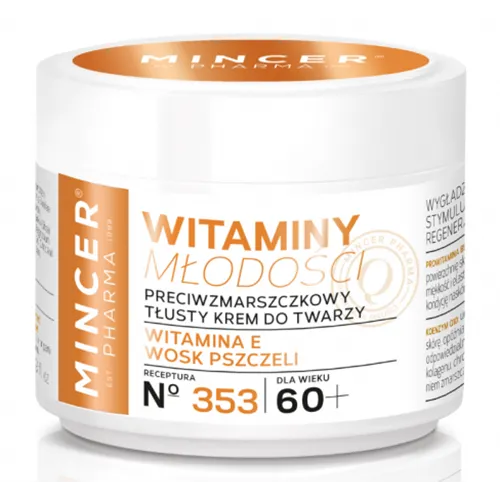 Mincer Pharma Witaminy młodości, Przeciwzmarszczkowy tłusty krem do twarzy 60+ No. 353