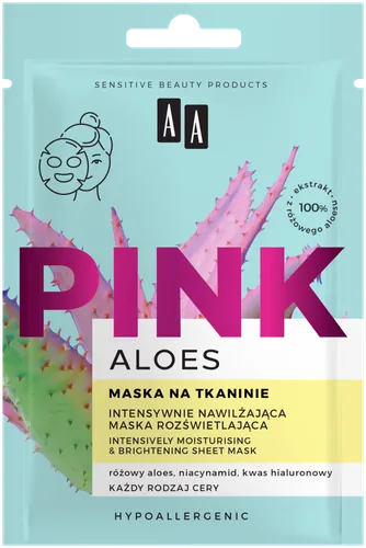 AA Pink Aloes, Intensywnie nawilżająca maska rozświetlająca na tkaninie