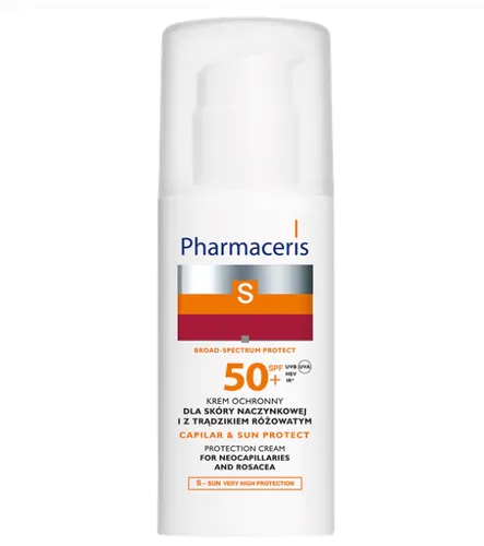 Pharmaceris S, Capilar & Protect, Krem ochronny dla skóry naczynkowej i z trądzikiem różowatym SPF 50+ - 2