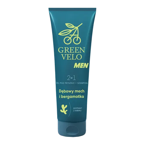 Green Velo Dębowy mech i Bergamotka, Regenerujący żel pod prysznic i szampon dla mężczyzn 2w1