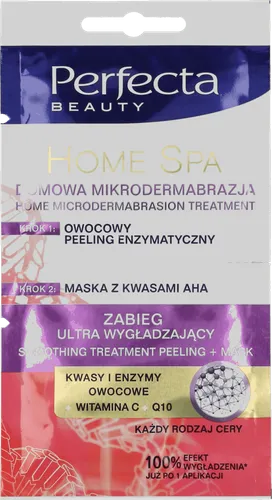 Perfecta Home SPA, Domowa Mikrodermabrazja, owocowy peeling enzymatyczny + maska z kwasami AHA, 'Zabieg ultrawygładzający' - 1