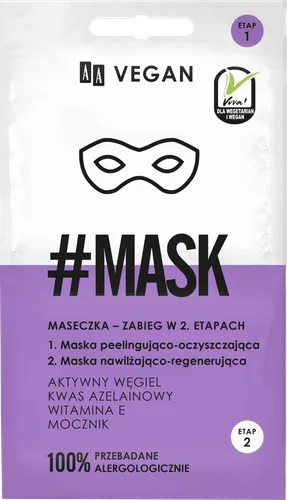 AA Vegan, #Mask, Maska-zabieg w 2 etapach oczyszczajaco-regenerująca