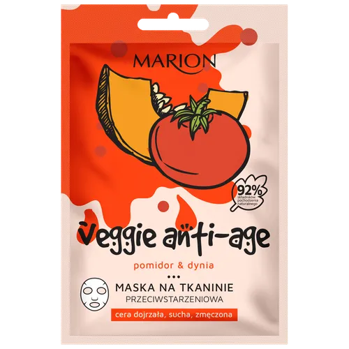 Marion Veggie Anti-Age, Maska przeciwstarzeniowa do twarzy na tkaninie `Pomidor & dynia`