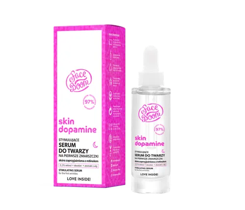 FaceBoom Skin Dopamine, Stymulujące serum do twarzy na pierwsze zmarszczki , 0,3% retinol `Zaawansowany zbawca`