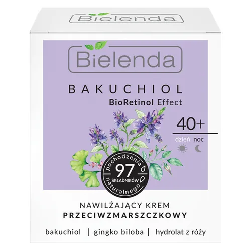 Bielenda Bakuchiol, Nawilżający krem przeciwzmarszczkowy na dzień i na noc 40+