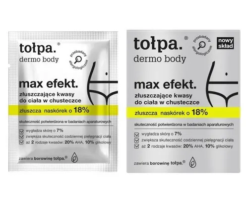 Tołpa Dermo body, Peel [Max Efekt]., Złuszczające kwasy w chusteczce do ciała - 1