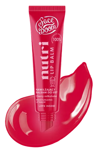 FaceBoom Nutri Lip Balm, Cherry Milkshake Moisturizing Lip Balm (Wiśniowy koktajl, Nawilżający balsam do ust)