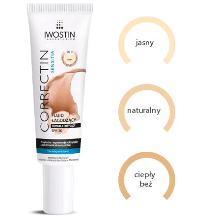 Iwostin Correctin Sensitia, Fluid łagodzący trwale kryjący dla skóry wrażliwej SPF 30 - 1