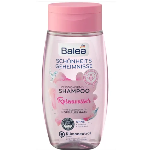 Balea Schonheitsgeheimnisse, Verwohnendes Shampoo Rosenwasser (Szampon z wodą różaną nadający połysk i lekkość)