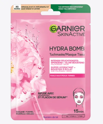 Garnier Skin Active, Hydra Bomb, Sakura Glow-Boosting Sheet Mask (Maseczka w płachcie z ekstraktem z sakury (nowa wersja))