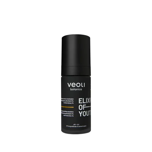Veoli Botanica Elixir of Youth, Rozjaśniająco-odżywcze serum emulsyjne z tetraizopalmitynianem askorbylu 5% i trokserutyną 1%