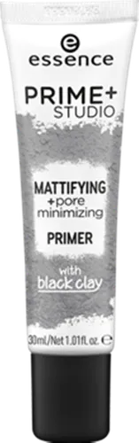 Essence Prime + Studio, Mattifying + Pore Minimizing Primer  (Matująca baza pod makijaż z czarną glinką minimalizująca pory)