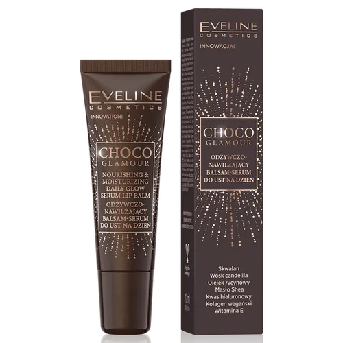Eveline Cosmetics Choco Glamour, Nourishing & Moisturizing Daily Glow Serum Lip Balm (Odżywczo-nawilżający balsam-serum do ust na dzień)
