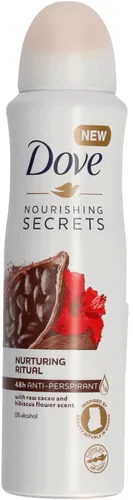 Dove Nourishing Secrets, Nurturing Ritual, 48h Anti-perspirant with Raw Cacao and Hibuscus Scent (Antyperspirant w aerozolu dla kobiet)