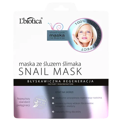 L'biotica Snail Mask, Maska ze śluzem ślimaka w postaci nasączonej tkaniny