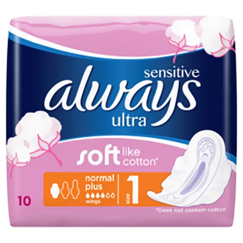 Always Ultra Sensitive Soft Like Cotton Normal Plus, Podpaski higieniczne ze skrzydełkami rozmiar 1 - 1