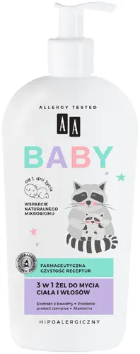 AA Baby, 3 w 1 Żel do mycia ciała i włosów