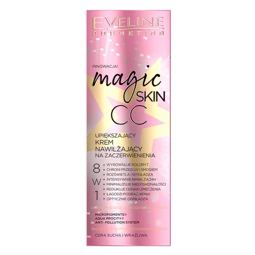 Eveline Cosmetics Magic Skin CC, Upiększający krem nawilżający na zaczerwienienia 8 w 1