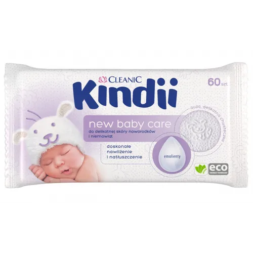 Kindii New Baby Care, Chusteczki nawilżane do skóry delikatnej (nowa wersja) - 2