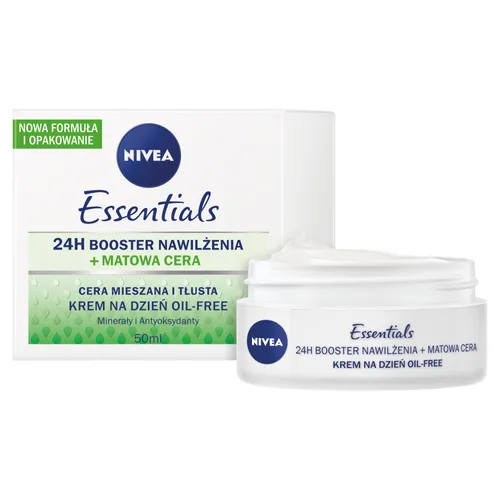Nivea Essentials, Krem na dzień oil-free do cery mieszanej  i tłustej `24h booster nawilżenia + matowa cera` - 1